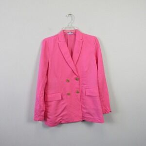 J. McLaughlin Blazer Pink 2 Linen Double Breasted Career Preppy Barbiecore 452